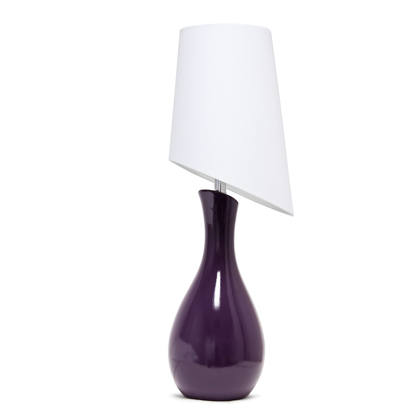 Rynx | Elegant Designs Lt1150-Prp Modern and Curvy Table Lamp with Angled White Shade for Living Room, Bedroom, Study, Office, Entrance, Reading Corner, Eggplant Purple
