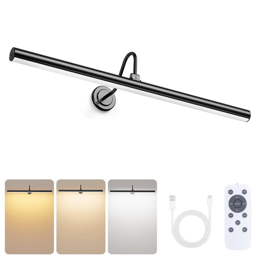 Rynx | Bridika 23.6 inch battery-powered car light with remote control, 3 color modes and dimmable wireless rechargeable wall lamp for painting