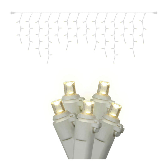 Rynx | Vickerman 70 Warm White Wide Angle Blinking Led Icicle on White Wire, 9' Christmas Single Mold Light Stream
