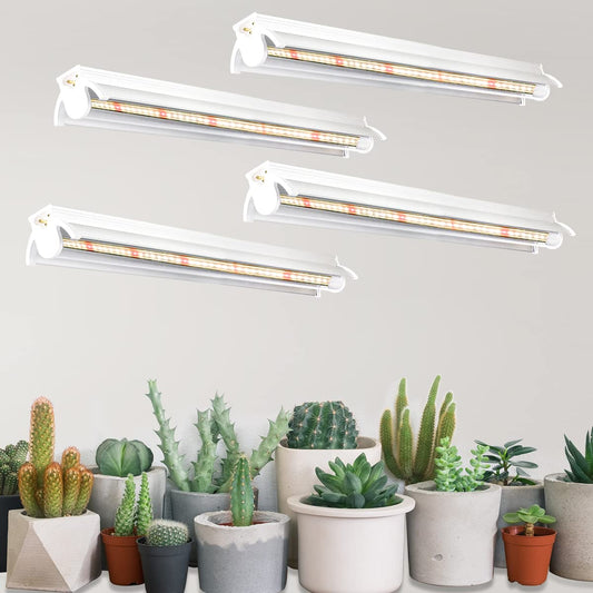 Rynx | T5 LED Grow Light, 204 pcs Bulb 5000K White Full Spectrum Plant Light Bars For Indoor Plants, Shelves Greenhouse Germination, End-to-End Connectable With V-shaped Reflector