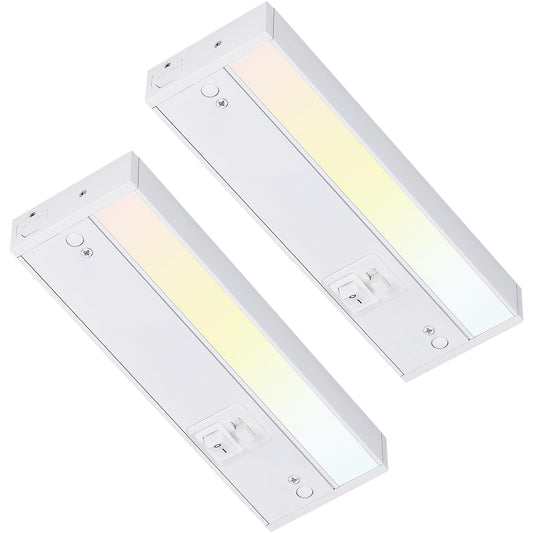 Rynx | Torchstar Led Under Cabinet Lighting 3Cct, 8 Inch 6W 400Lm, Hardwired & Plug-In, 3 Color Options Cri90 120V Es Etl Listed Dimmable Under Counter Lights For Kitchen, White Aluminum Housing, 2 Pack