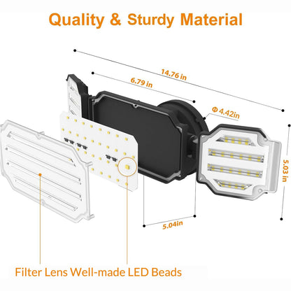 Rynx | Lepower 45W Led Outdoor Floodlight, 4500Lm, 3 Adjustable Heads, Ip65 Waterproof, Black
