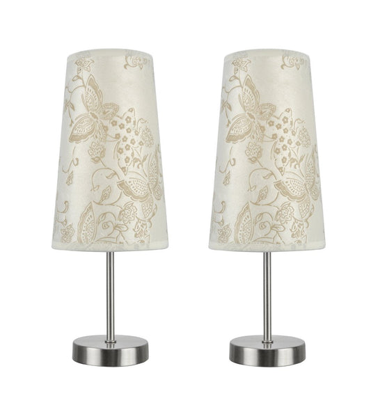 Rynx | Aspen Creative 40084-9, 2-Pack Set-1 Candle Holder Table Lamp, Modern Design In Satin Nickel, 14 1/4&quot; High, Butterfly