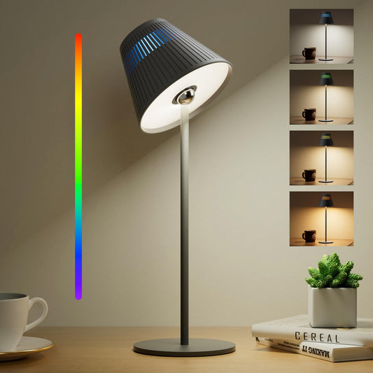 Rynx | Magcharm Mushroom Lamp, 5W LED Wireless Rechargeable Table Lamp with Glass Shade, Small Retro Dimmable Touch Lamp with 3 Colors