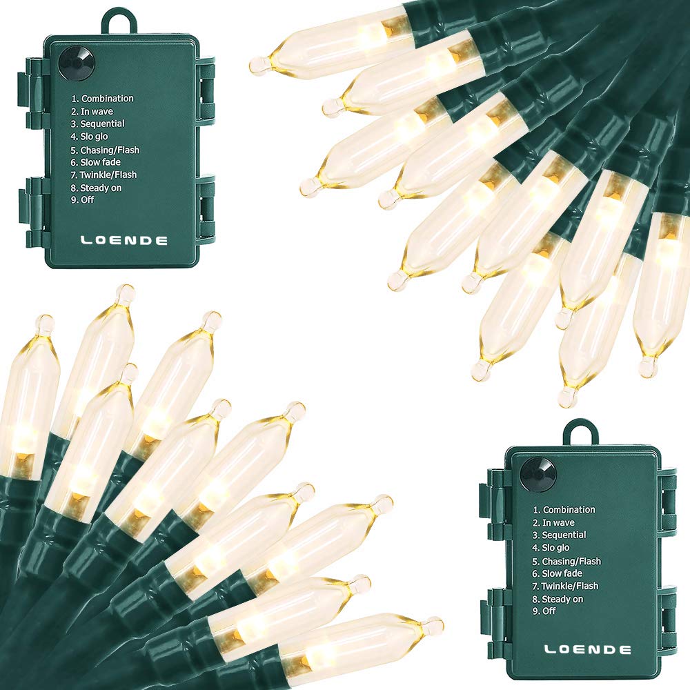 Rynx | Loende 18Ft Battery Powered Christmas Lights, 50 Led Warm White, 8 Modes, Waterproof, 2 Pack