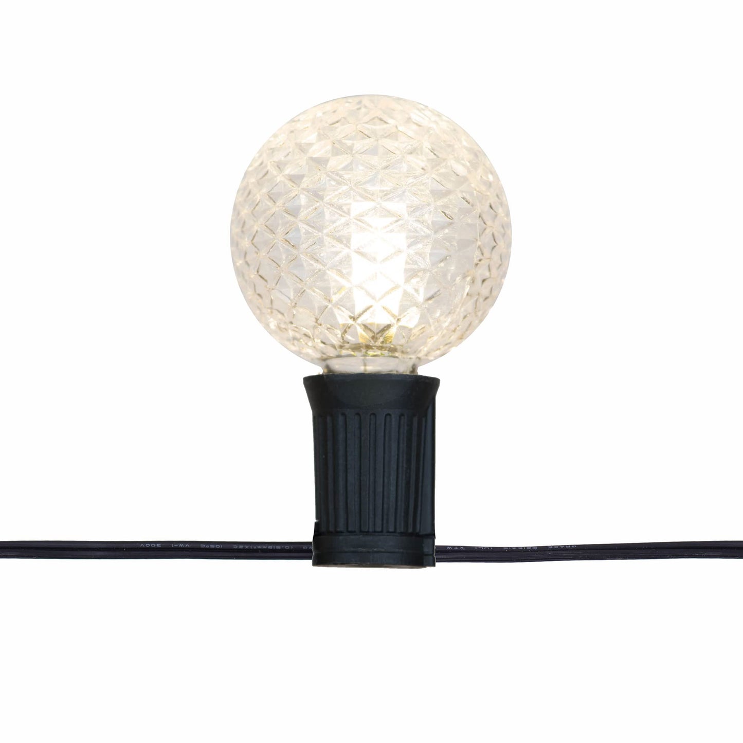 Rynx | Vickerman 15 Warm White Low Voltage G50 Faceted Led Light Set, 20' Christmas Light String