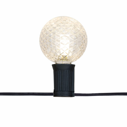 Rynx | Vickerman 15 Warm White Low Voltage G50 Faceted Led Light Set, 20' Christmas Light String