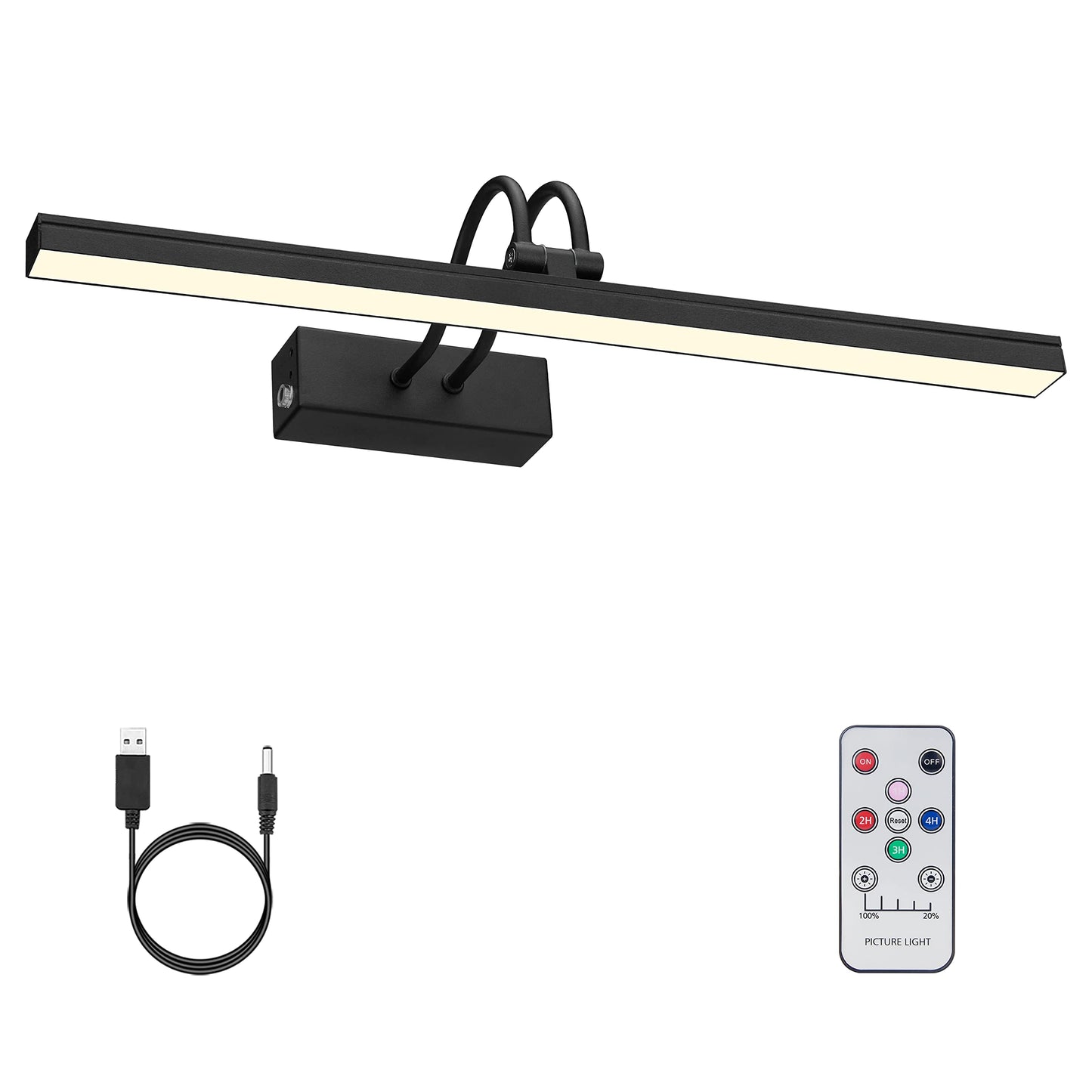 Rynx | Funchday Picture Light, Wireless Rechargeable Gallery Light With Remote Control, 280Lm Dimmable Artwork Lighting Battery Powered,