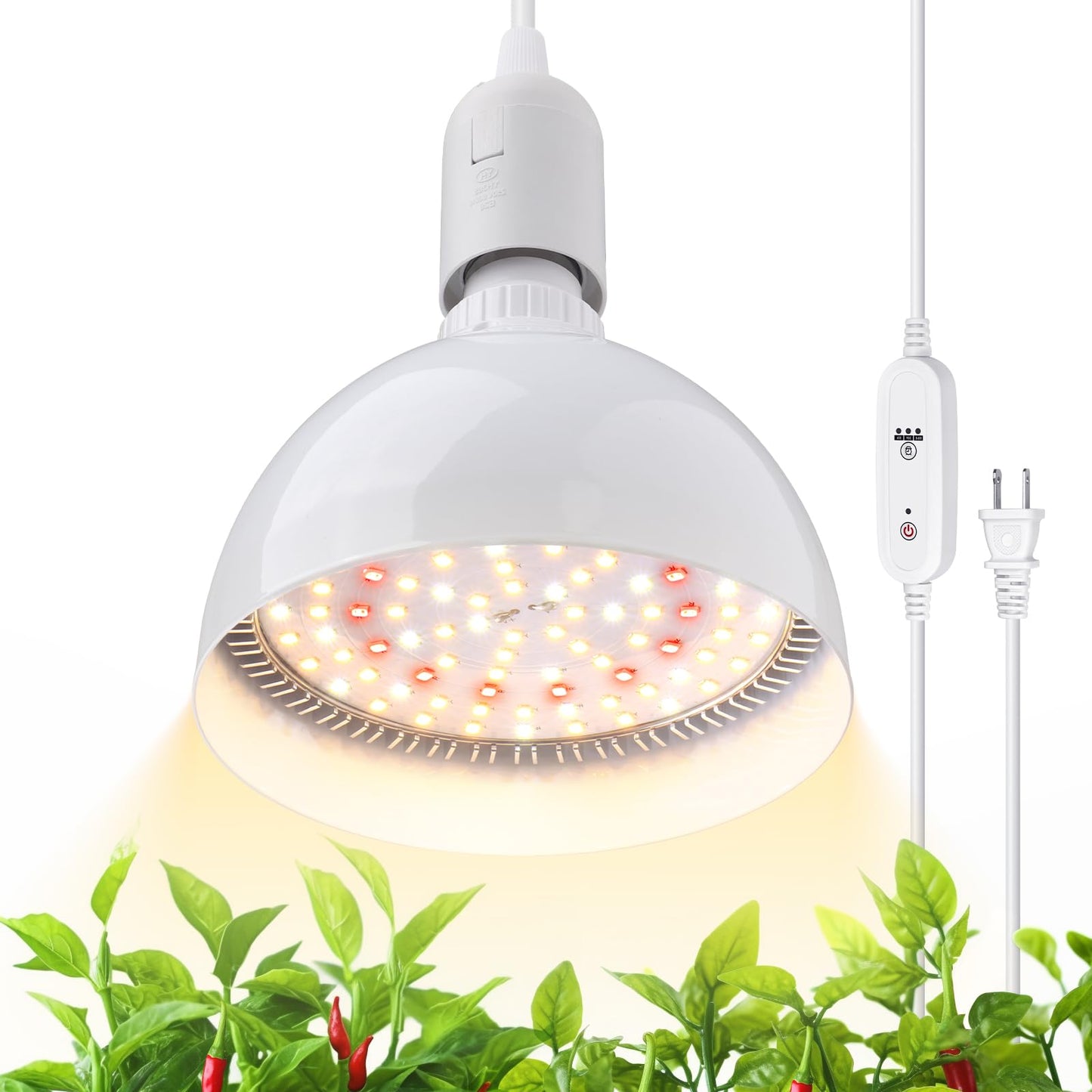 Rynx | Barrina 25W Full Spectrum Hanging Grow Light with Timer & 16.4Ft Cable for Indoor Plants