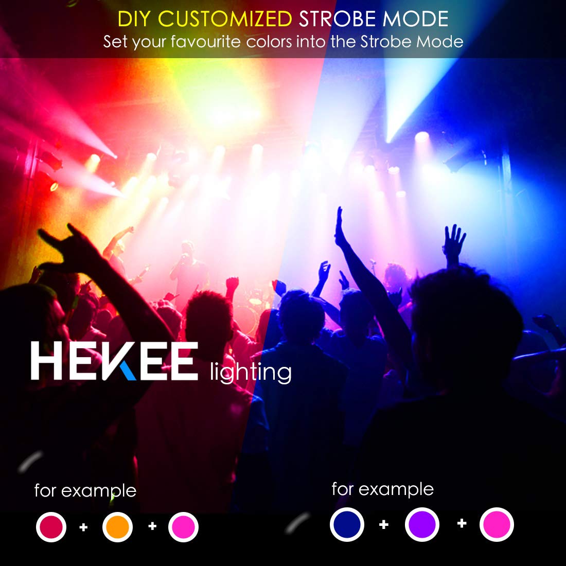 Rynx | Hekee 50W Rgb Led Flood Light, 5000 Lumen, Ip66 Waterproof, 2 Pack, Diy Strobe