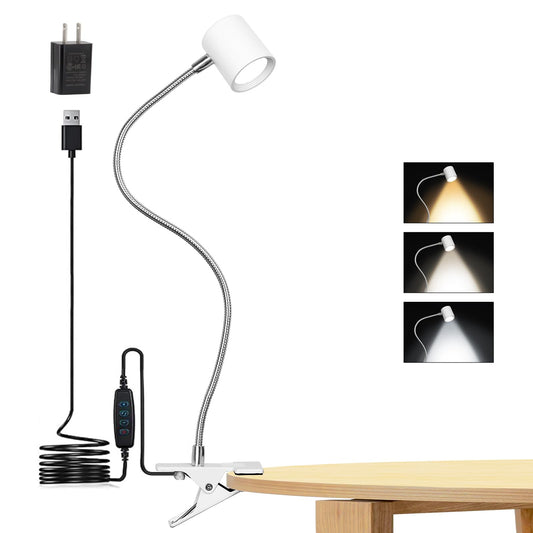 Rynx | Reading Light, 3 Modes & 10 Brightness Levels Clip-On Light, Desk Lamp, Eye-Friendly Reading Light for Books in Bed, 360° Goose Neck Clip