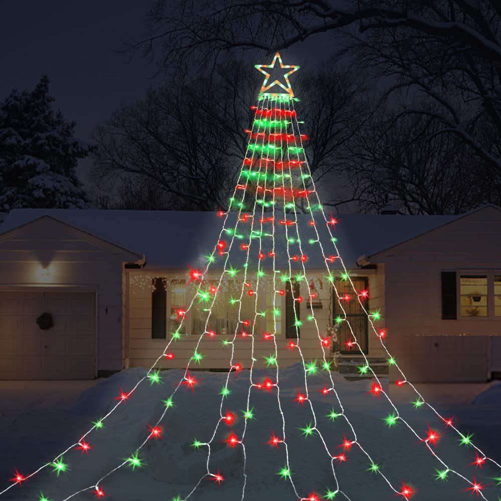 Rynx | Miniao 16.4FT 320 LED Christmas Lights, Waterproof Star Top, Red & Green Decor