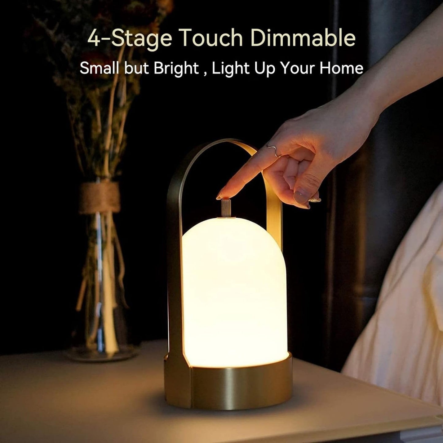 Rynx | Tubicen Brass Waterproof Rechargeable Touch-Dimmable Lantern Table Lamp For Outdoor & Indoor Use