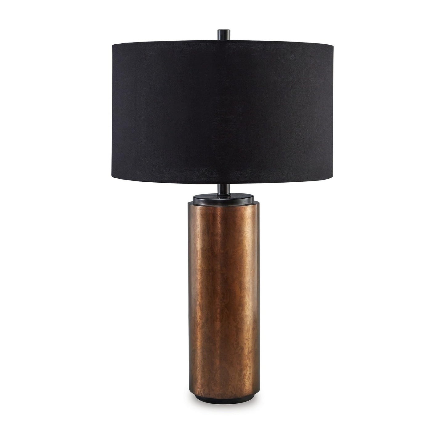 Rynx | Benjara Bm296541 30 In. Modern Cylindrical Brass Metal Base Table Lamp with Drum Shade Black & Brown