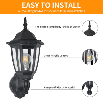 Rynx | Fudesy 1-Pack Black Outdoor Wall Lamp, 15 1/3", Dimmable LED Light Bulb Included, Anti