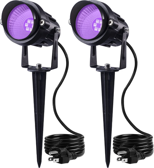 Rynx | Sunvie 2 Pack Halloween Spotlight Outdoor Black Light Spotlight Outdoor Waterproof 12W Purple Spotlights Outdoor Halloween Black Light Outdoor Blacklight Spotlight With US Plug For Glow Party Scene