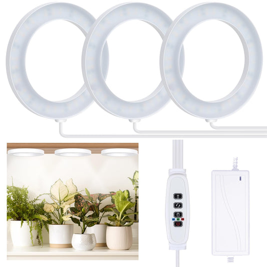 Rynx | Aopeids 2025 Upgraded Full Spectrum Grow Light For Indoor Plants - 216 Leds, 3 Lighting Modes, Automatic On/Off Timer (4/8/12H), 10-Level Dimmable Halo Small Plant Lights (White, 6.3Inch Tri Head)