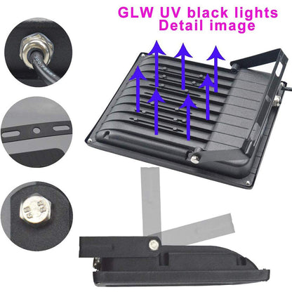 Rynx | Glw 30W Led Black Light - Waterproof Floodlight For Events, Stage, And Aquariums (2 Pack)