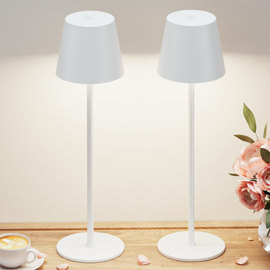 Rynx | 3 Color Temperature Touch Control Table Lamps Set of 2, Stepless Dimmable Nightstand Lamps with 2 USB Ports & AC Output, Modern Night