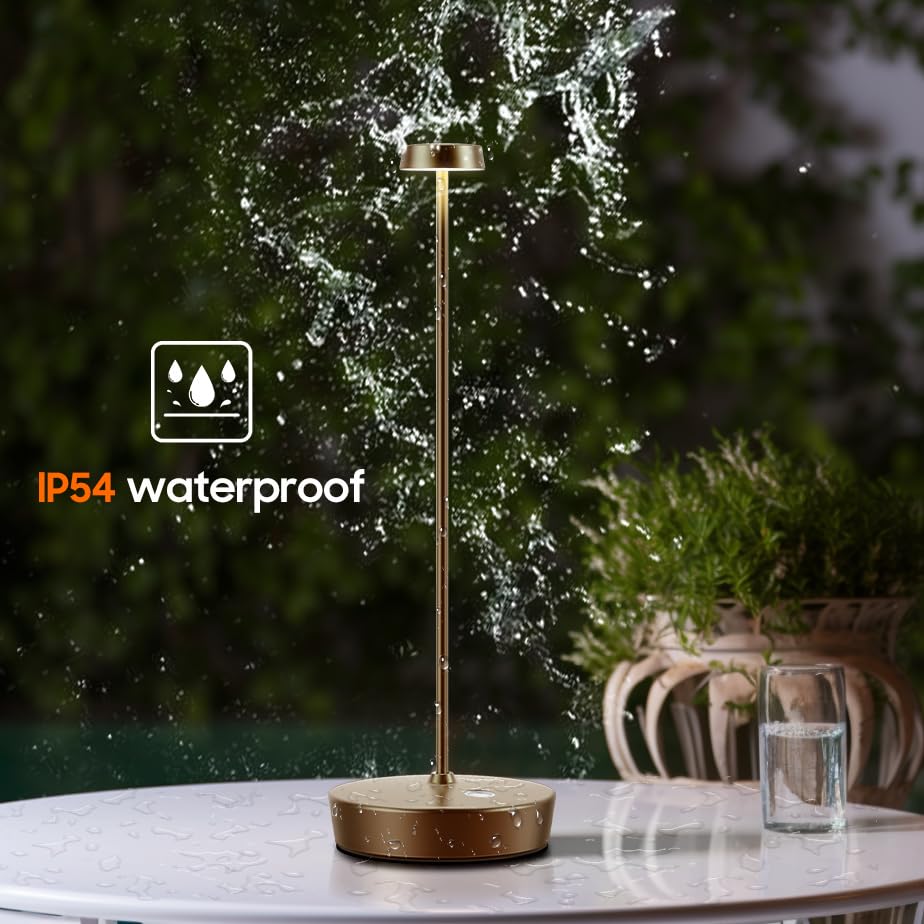 Rynx | Sikevht Wireless LED Table Lamp - Rechargeable, Dimmable, Portable, Metal - Titanium Finish