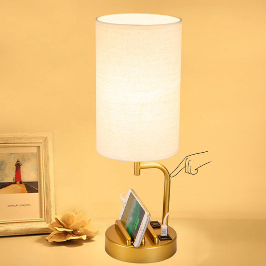Rynx | Dreamholder Touch Control Usb Table Lamp, Upgraded 3-Stage Dimmable Nightstand Lamp With Usb C & A Charging Stations And Ac Output, Nightstand Lamp For Bedroom, Dimmable Light Bulb Included, Gold