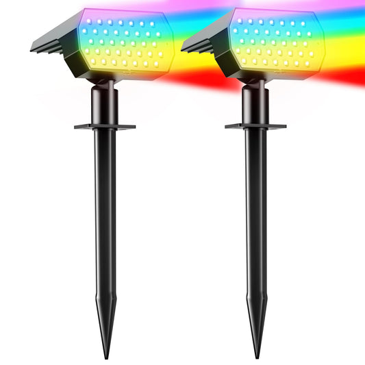 Rynx | Ugecl Solar Spot Lights Outdoor, [2 Pack/7 Colors/37 Led] 2-In-1 Solar Landscape Spotlights, Ip65 Waterproof Auto On/Off Solar P