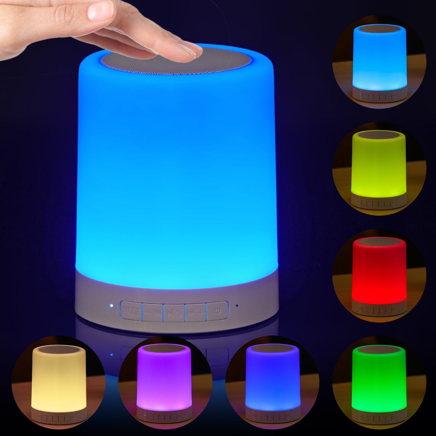 Rynx | Portres Rgb Wireless Touch Table Lamp With 3 Color Temperatures 7 Rgb Colors Rechargeable Battery Lamp With Rhythm Light