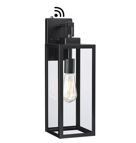 Rynx | Faymart Dusk To Dawn Outdoor Wall Lamp, 18" Candelabra With Sensor, Metal Glass Shade, 1 Pack