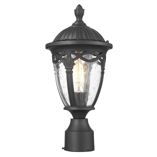 Rynx | Luminzone Outdoor Post Light Outdoor Post Lantern Modern Pole Lantern Outdoor Lamp Post Light with Frosted Glass in Black Finish