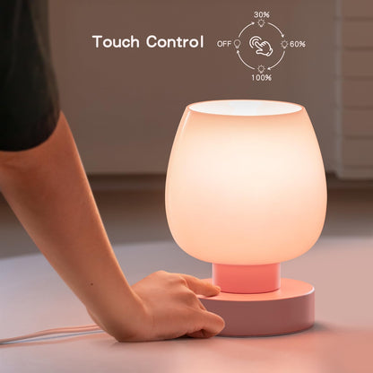 Rynx | Onewish Pink Touch Nightstand Lamps Set of 2, Dimmable Nightstand Lighting, Modern Design