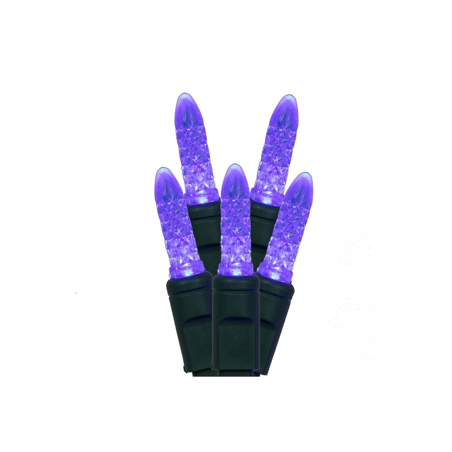 Rynx | Vickerman 70 Blue M5 Faceted LED Lights on Green Wire, 4&quot; Spacing X 24' Long Christmas Light String
