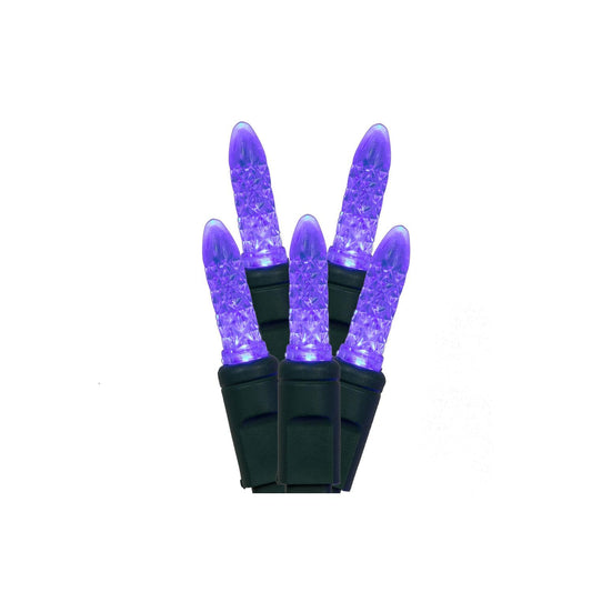 Rynx | Vickerman 70 Blue M5 Faceted LED Lights on Green Wire, 4&quot; Spacing X 24' Long Christmas Light String