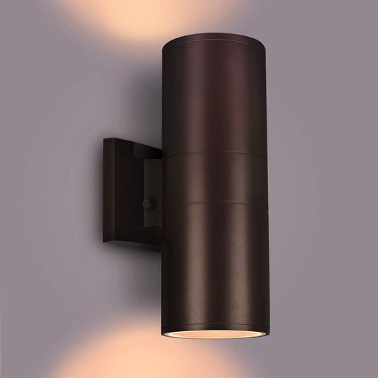 Rynx | Rosykite Outdoor Wall Lamps - Twilight to Dawn Modern Wall Lamps, 2 Light Bulbs Included, Brown Aluminum
