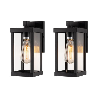 Rynx | Mirrea 11" Matte Black Outdoor Wall Lamp, Waterproof Rectangular Metal Frame, Pack of 2