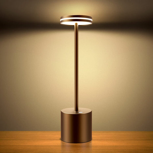 Rynx | Hapfish Battery-powered Table Lamp, 5000Mah Portable Outdoor Wireless Table Lamps, Metal, Dimmable, Rechargeable Led Desk Bulbs For Indoor/Outdoor/Home/Living Room (Brown)