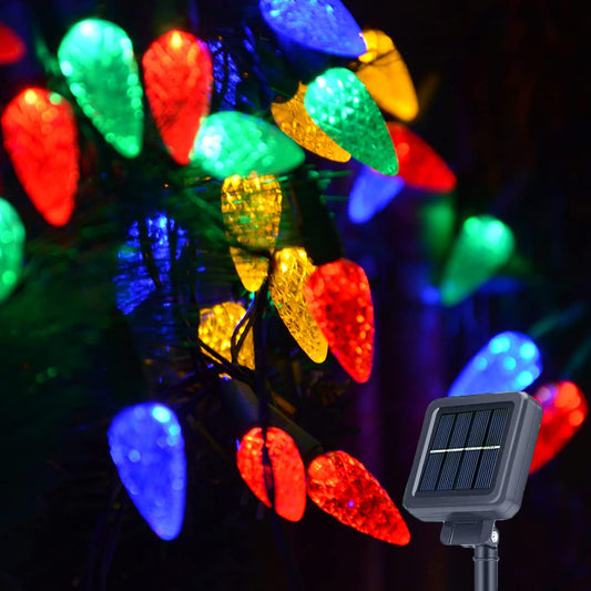 Rynx | Sunflower Christmas Tree Lights Outdoor Solar Lights For Christmas Decorations, 100 LED C6 Strawberry Christmas Fairy Lights For Christmas Tree Garden Yard Patio Arbor Decoration (Multicolor, 8 Modes)