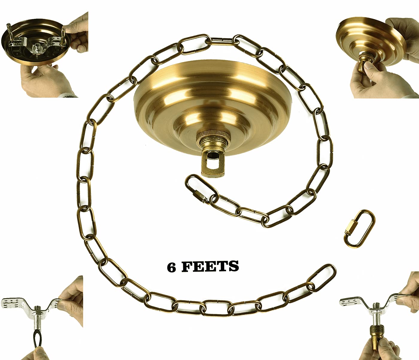 Rynx | Rojoser Heavy Duty Canopy Kit With Vintage Gold Copper Pendant Lamp Chain