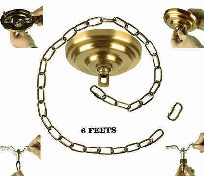 Rynx | Rojoser Heavy Duty Canopy Kit With Vintage Gold Copper Pendant Lamp Chain