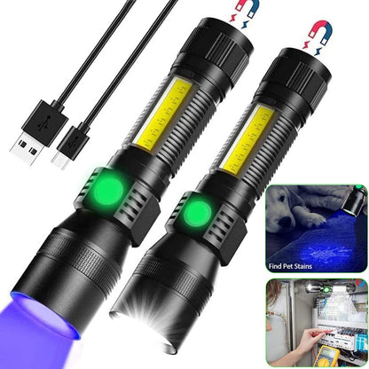 Rynx | Hoxida Black Light Uv Flashlight, 2000 Lumen Rechargeable Tactical Led, Waterproof 7 Modes