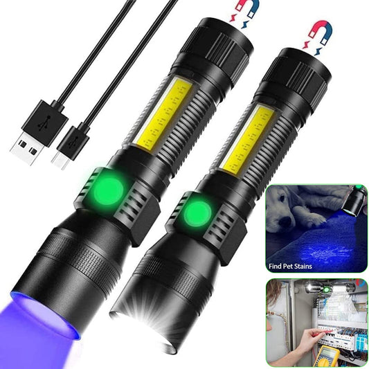 Rynx | Hoxida Black Light Uv Flashlight, 2000 Lumen Rechargeable Tactical Led, Waterproof 7 Modes