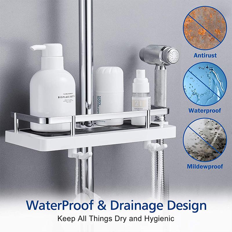 Rynx | Bathroom Shelf Caddy for Shower Rail, No Drilling Pole Shower Storage Rack Holder