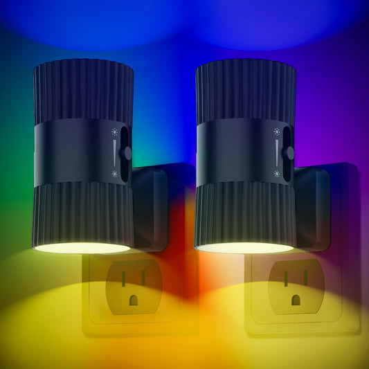 Rynx | Nightlight Plugs In The Wall, 7 Colors Led Nightlight With Dusk To Dawn Sensor, 90 Rotatable Modern Plug In Nightlight, 0-100Lm