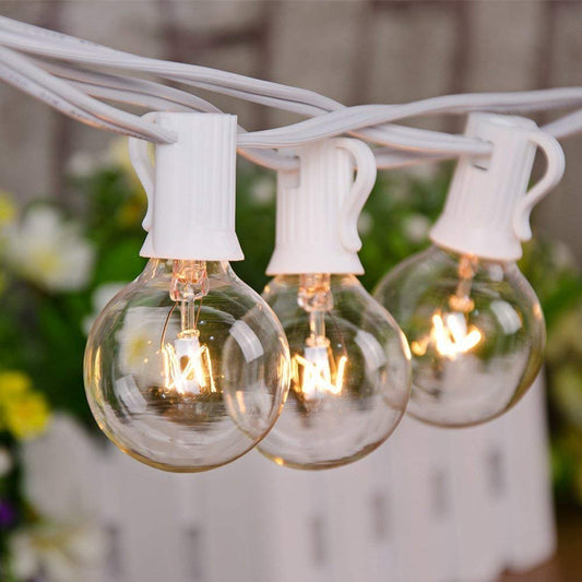 Rynx | Goothy Globe Holiday Light Strips With G40 Bulbs (50Ft.) Backyard Terrace Light Garden Bistro Party Natural Warm Bulbs Café Hanging Umbrella Light On Light Strip Indoor Outdoor-White