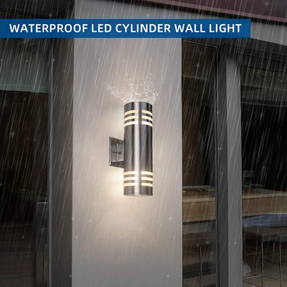 Rynx | Cnengsthy Outdoor Wall Lamp - Waterproof Cylinder Light, Silver 13" For Garden & Terrace