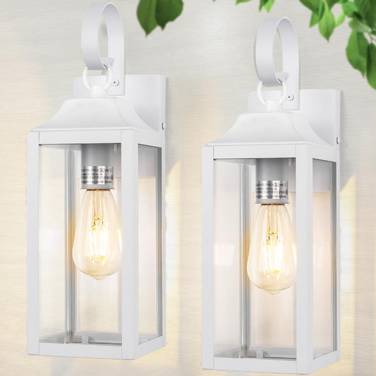 Rynx | Yolsunes 15" White Outdoor Wall Lamps, Waterproof Modern Lanterns, 2 Pack