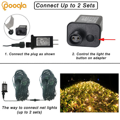 Rynx | Pooqla Warm White 360 LED Christmas Net Lights, 21Ft X 5Ft, 8 Modes For Outdoor Decor