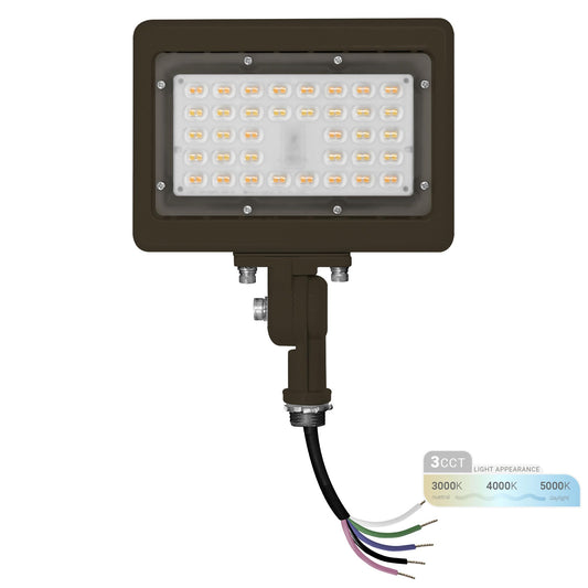 Rynx | Nuwatt 15W Led Floodlight, 3Cct 3000K/4000K/5000K Selectable, Ip65 Waterproof Lighting, 1/2" Adjustable Knee Mounting, 2100 Lumen, 120-277V, Outdoor Security Floodlight For Garden, Bronze, Ul