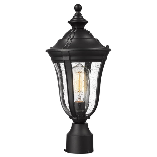 Rynx | Luminzone Outdoor Post Light Outdoor Post Lantern Modern Outdoor Post Sconce With Frosted Glass In Black Finish Outdoor Post Lamp