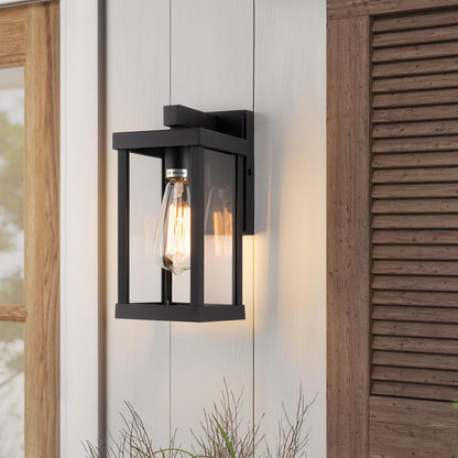 Rynx | Mirrea 11" Matte Black Outdoor Wall Lamp, Waterproof Rectangular Metal Frame, Pack of 2
