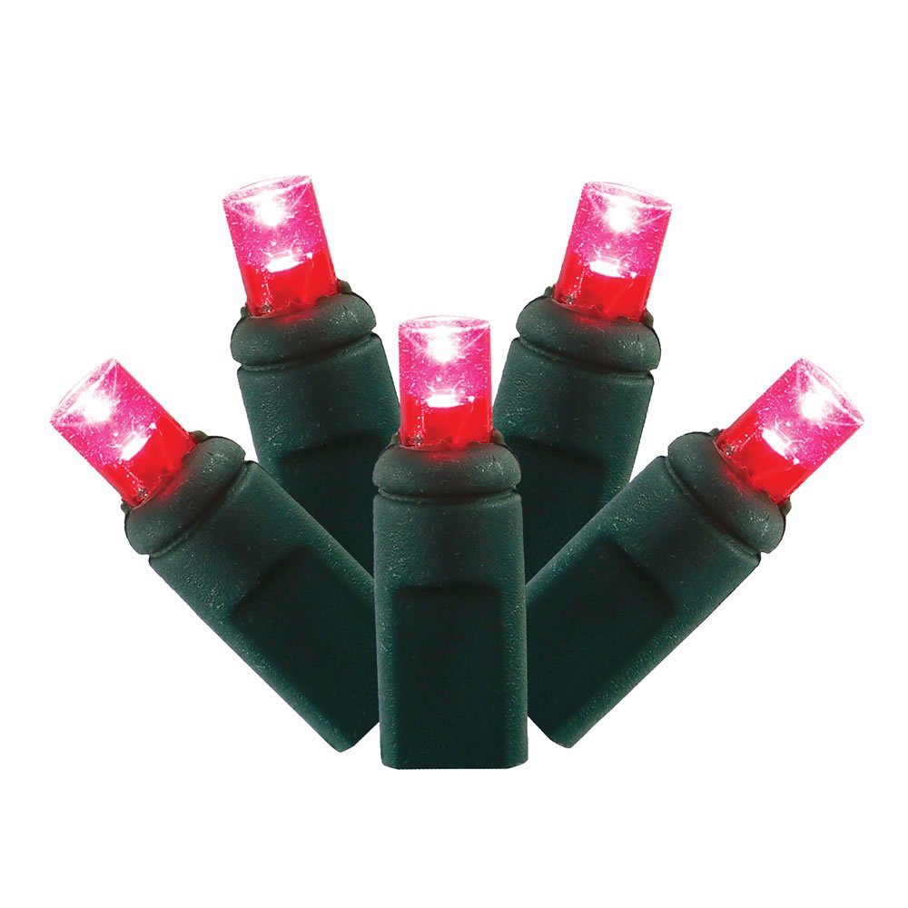 Rynx | Light Set Features 100 Led Lights On Green Wire With 6" Bulb Spacing, 50', Magenta